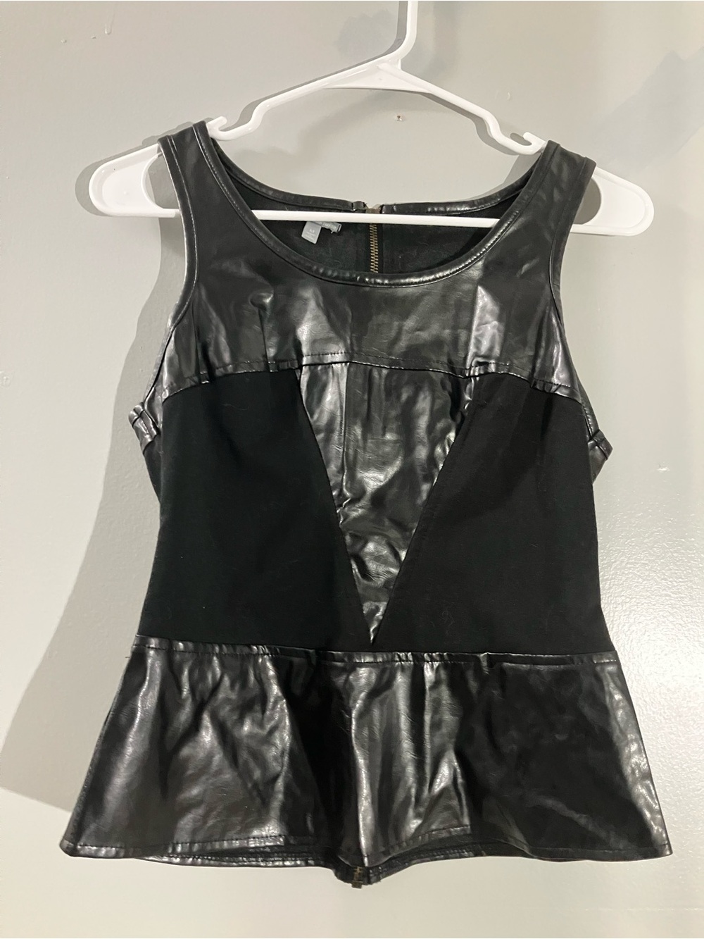 Charlotte Russe Black Faux Leather Peplum Tank Top
